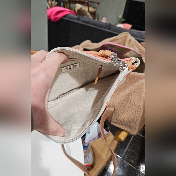 TALBOTS Cotton/linen Mini Bag W/ Patchwork Design In Vibrant Pink/green Multi. - Picture 11 of 13